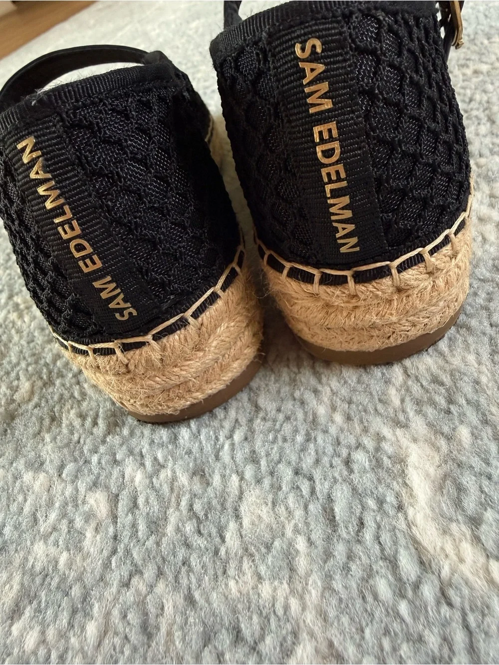 Sam Edelman Black Mesh Mary Jane Espadrilles
